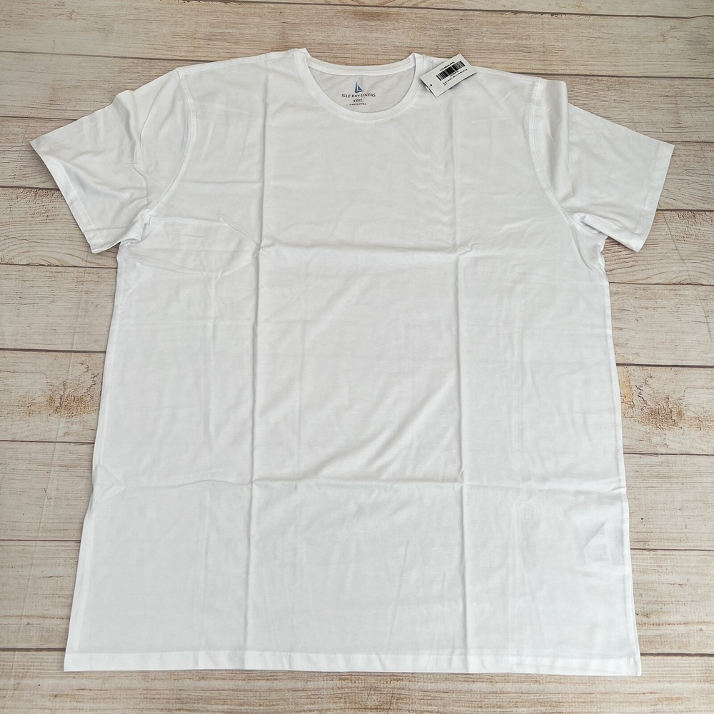 Men's NWT  Isle Bay linens White 100% Cotton T-shirt Size 3XL